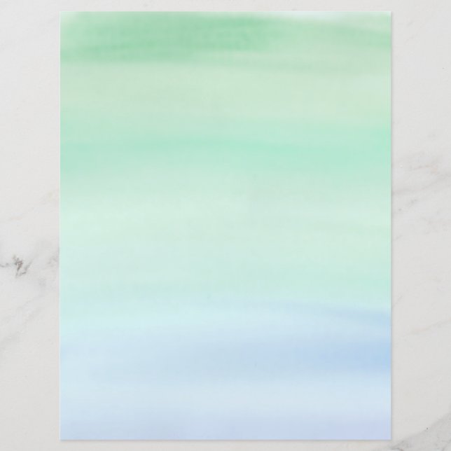 Papier Lavage d'aquarelle vert simple à bleu (Devant)