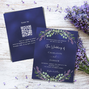 Papier Lavande bleu QR RSVP faire-part de mariage budgéta