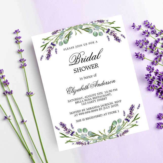 Papier Lavande de douche nuptiale violette invitation bud (Créateur téléchargé)