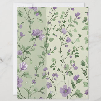Papier Lavande et design floral vert