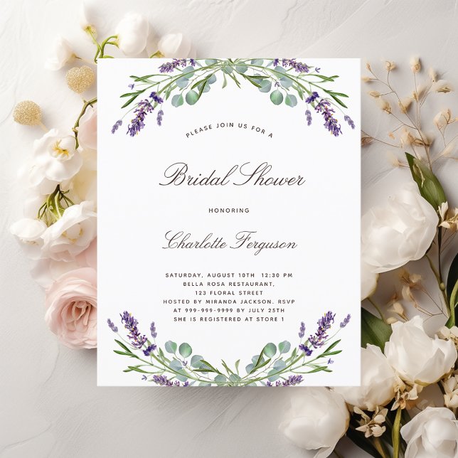 Papier Lavande nuptiale florale invitation à la douche (Créateur téléchargé)