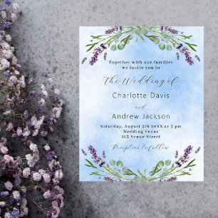 Papier Lavande verte bleu budget faire-part de mariage
