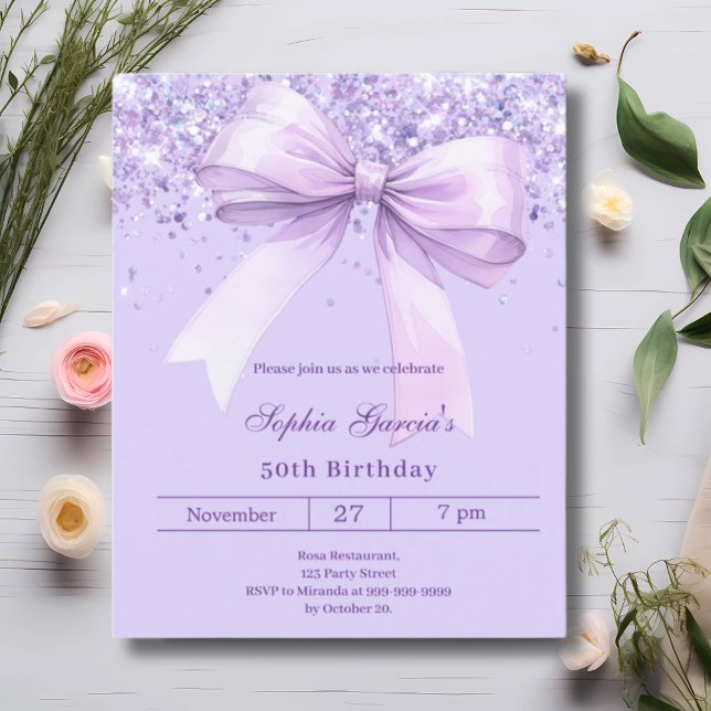 Papier Lavande violet arc invitation d'anniversaire (Créateur téléchargé)