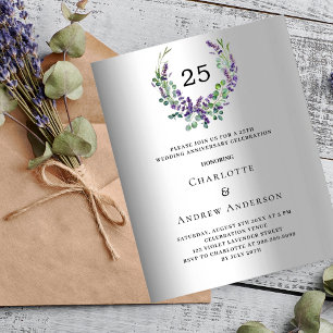 Papier Lavender 25e anniversaire mariage invitation