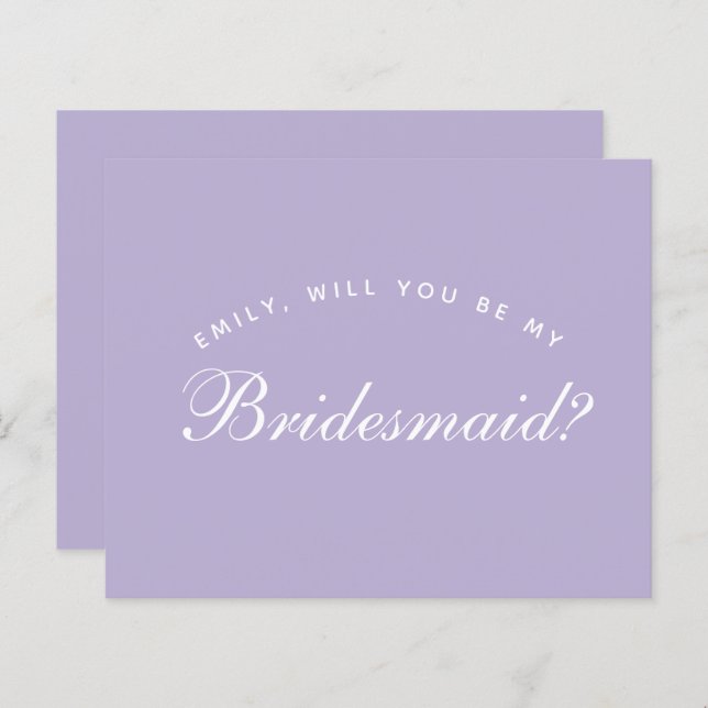 Papier Lavender Bridesmaid Proposition Budget Simple Scri (Devant / Derrière)