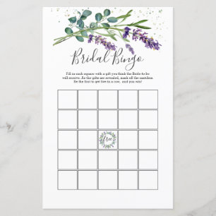 Papier Lavender Eucalyptus Folid jeu de bingo nuptiale