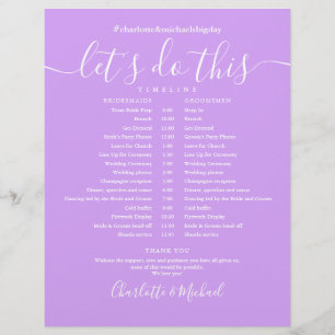 Papier Lavender Lilac Moderne Mariage Horaire