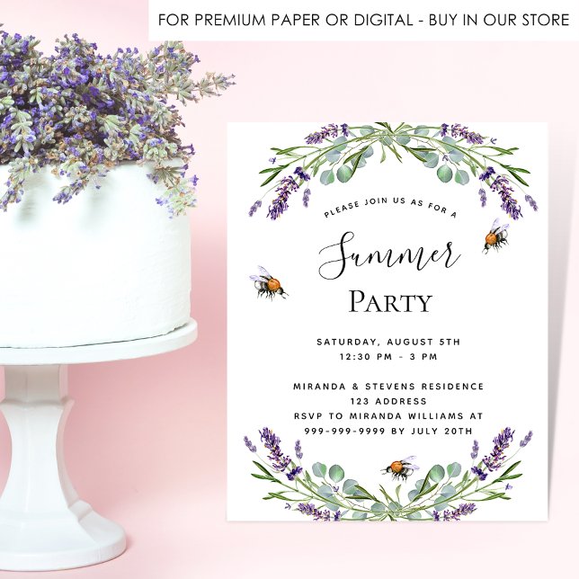 Papier Lavender violet été invitation budgétaire (Créateur téléchargé)