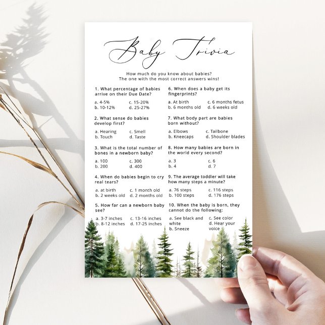 Papier L'aventure attend le jeu de bébé de forêt trivia (Créateur téléchargé)