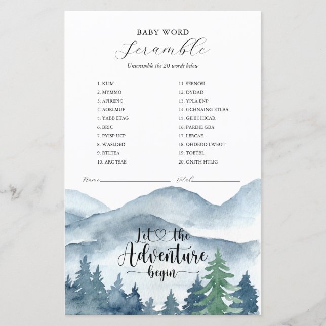 Papier L'aventure commence Forêt Baby shower Jeu (Devant)