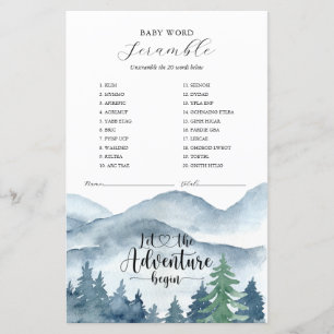 Papier L'aventure commence Forêt Baby shower Jeu