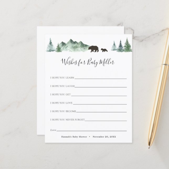 Papier L'aventure commence les souhaits de l'ours pour le (Devant/Arrière en situation)
