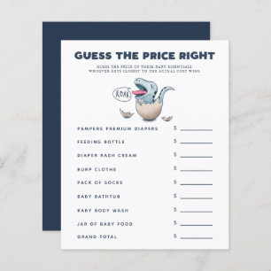 Papier Le Baby shower Dinosaur devine le prix droit