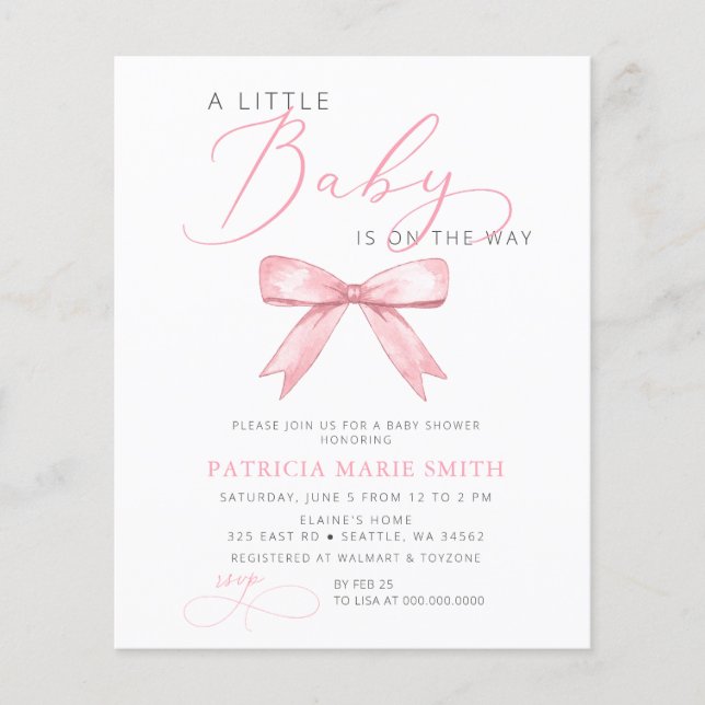 Papier Le bébé est sur le chemin Baby shower de la fille  (Devant)