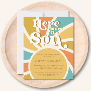 Papier Le Budget Ici Le Fils Baby shower Invitation