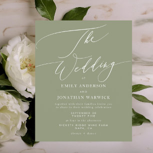 Papier Le Budget Mariage Sage Vert Blanc Élégant Invitati