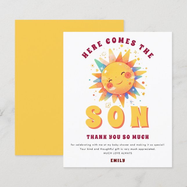Papier Le Budget Voilà Le Baby shower Fils Merci (Devant / Derrière)