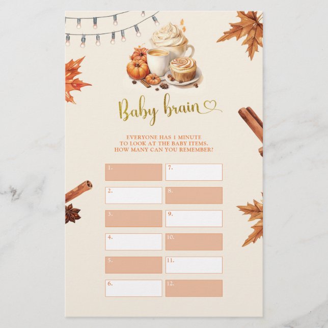 Papier Le Citrouille d'automne brasse du café Baby Brain  (Devant)