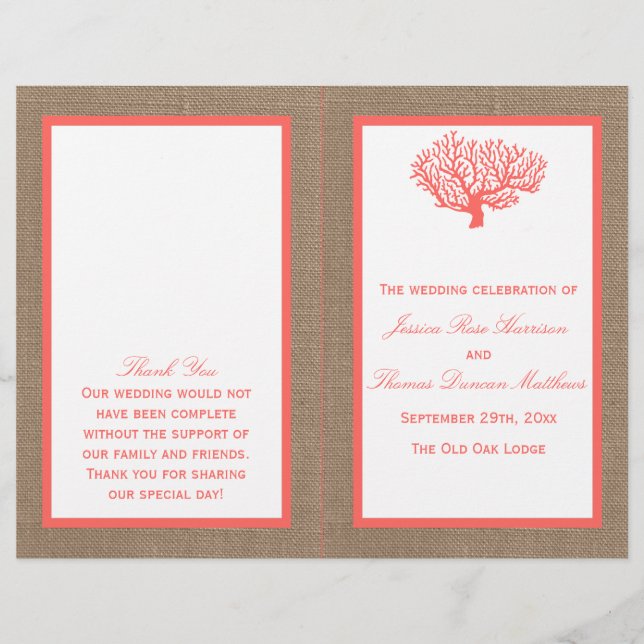 Papier Le Corail Sur Burlap Boho Beach Wedding Collection (Devant)