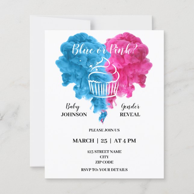 Papier Le genre de boxe révèle les invitations de la fête (Devant)