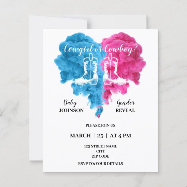 Papier Le genre de boxe révèle les invitations de la fête (Devant)
