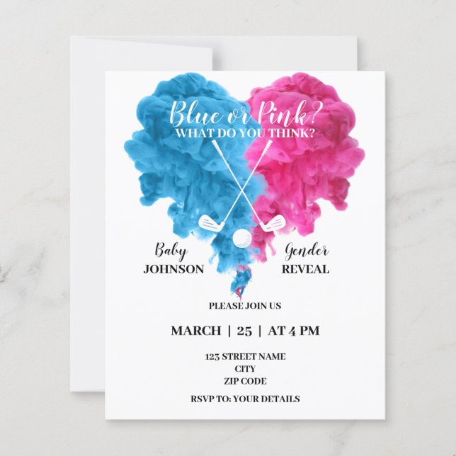 Papier Le genre de golf révèle des invitations (Devant)