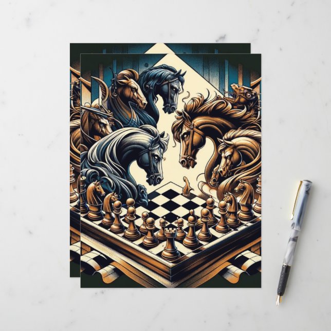 Papier Le jeu des chevaliers - les échecs rencontre l'ima (Devant/Arrière en situation)
