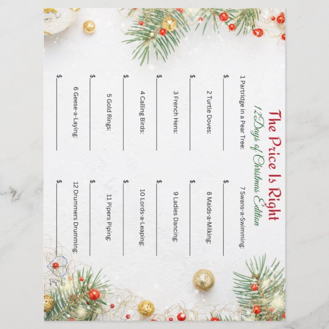 Papier Le Juste Prix - Édition 12 Jours de Noël (Devant)