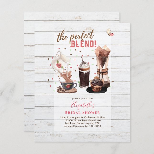 Papier Le parfait mélange BRIDAL DOUCHE Invitations CAFÉ (Devant / Derrière)