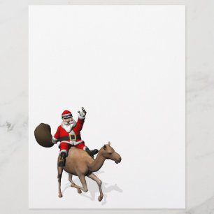 Papier Le Père Noël En Train De Monter Un Chameau
