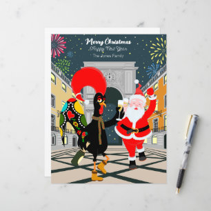 Papier Le Père Noël et le coq Toast de Champagne à New Yo