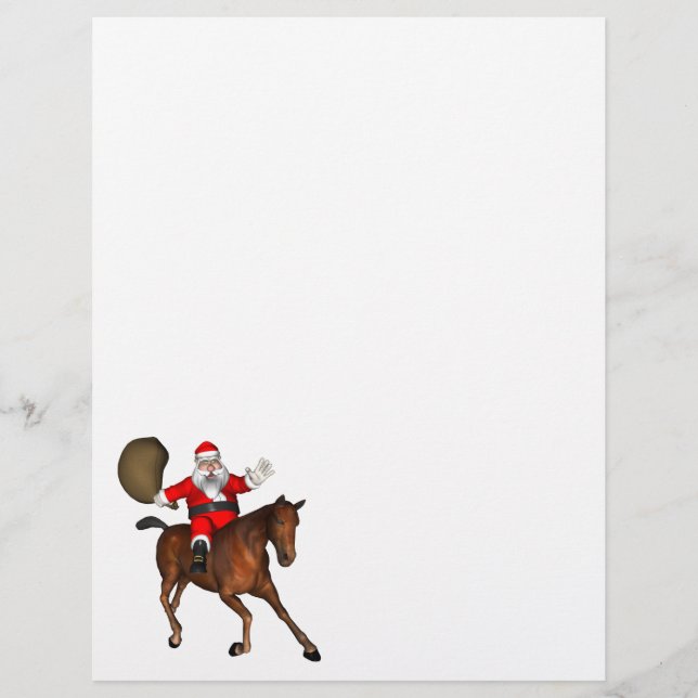 Papier Le Père Noël Monte Un Cheval Brown (Devant)