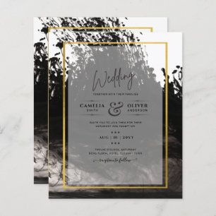 Papier LeahG Black Gold INK Mariage Abstrait Invitation