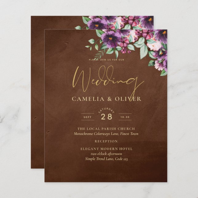 Papier LeahG Brown Berry Plum violet Mariage automne hive (Devant / Derrière)