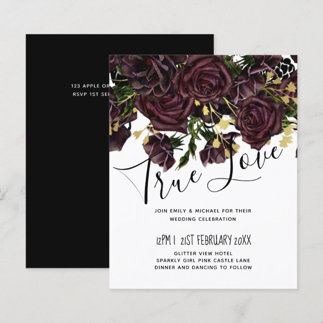 Papier LeahG BUDGET Dark PLUM Rose Mariage (Devant / Derrière)