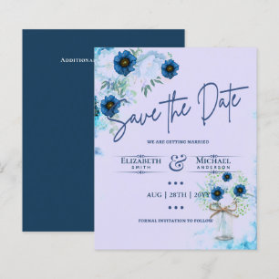Papier LeahG BUDGET Économisez la date Blue Lilac Florals