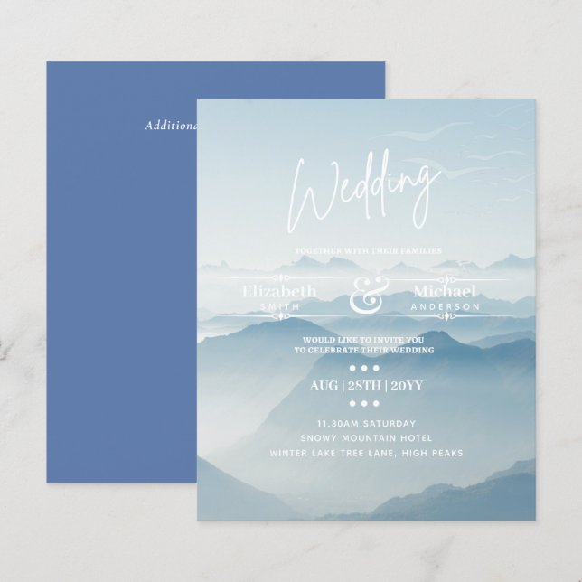 Papier LeahG BUDGET Invitation de mariage à Snowy Mountai (Devant / Derrière)