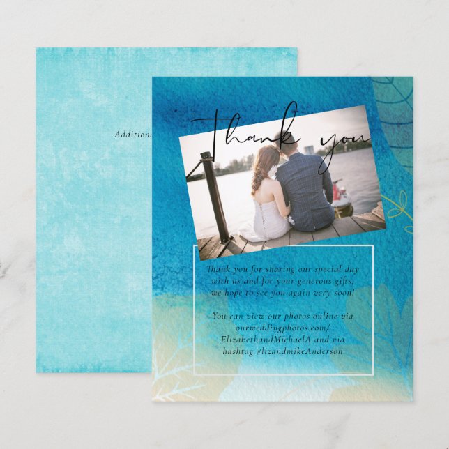 Papier LeahG BUDGET Mariage Océan bleu aquarelle (Devant / Derrière)
