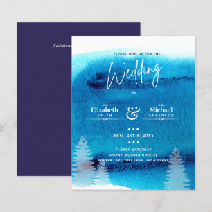 Papier LeahG BUDGET Mountain Blue Wedding Invitation
