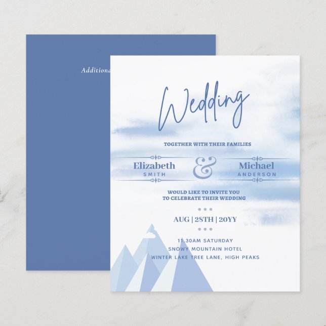 Papier LeahG BUDGET Snowy Mountain Wedding Invitation (Devant / Derrière)