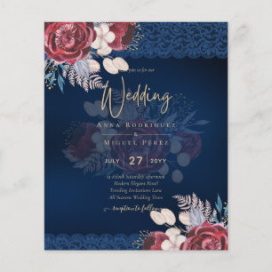Papier LeahG Burgundy Roses dentelle Invitation Mariage d