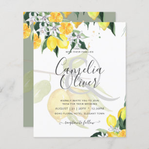 Papier LeahG Citrus Lemons Budget Mariage Inviter Jaune