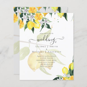 Papier LeahG Citrus Mariage de citrons jaunes Invite