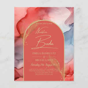 Papier LeahG Corail Invitation de mariage bleu marine et 