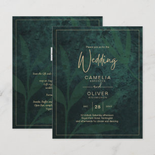 Papier LeahG Emerald Forest Green Gold Wedding Invitation