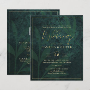 Papier LeahG Emerald Forest Green Gold Wedding Invitation