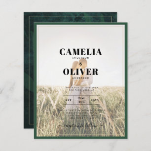 Papier LeahG Emerald Green Photo Overlay Mariage Inviter