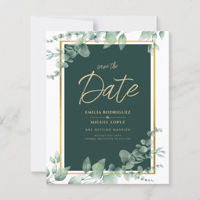 Papier LeahG Eucalyptus Green Gold MARIAGE QR CODE (Devant)