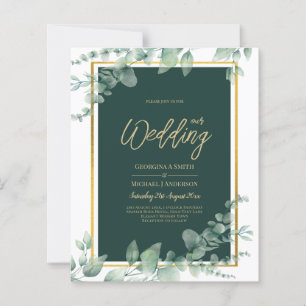 Papier LeahG Eucalyptus Green Gold MARIAGE QR CODE