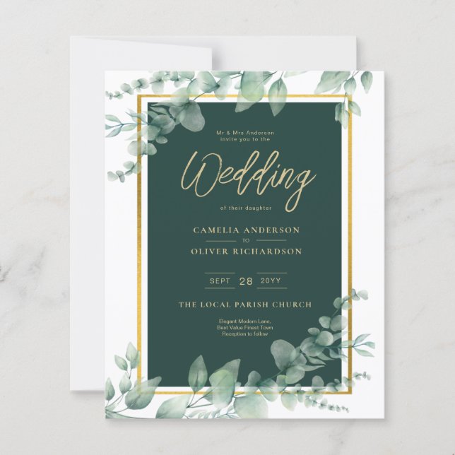 Papier LeahG Eucalyptus Green Gold MARIAGE QR CODE (Devant)